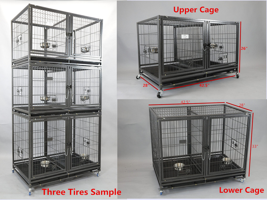 Homey Pet Stackable Dog Cage with Wheel, Divider, & Tray, 43"L x 26"W x 28"H