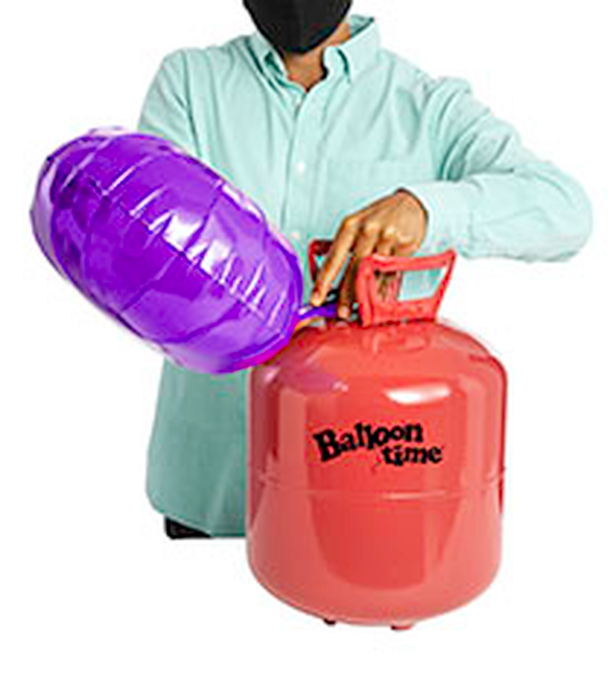 Balloon Time 9.5in Standard Helium Tank Kit (Includes 30 Assorted Latex Balloons and White Ribbon)
