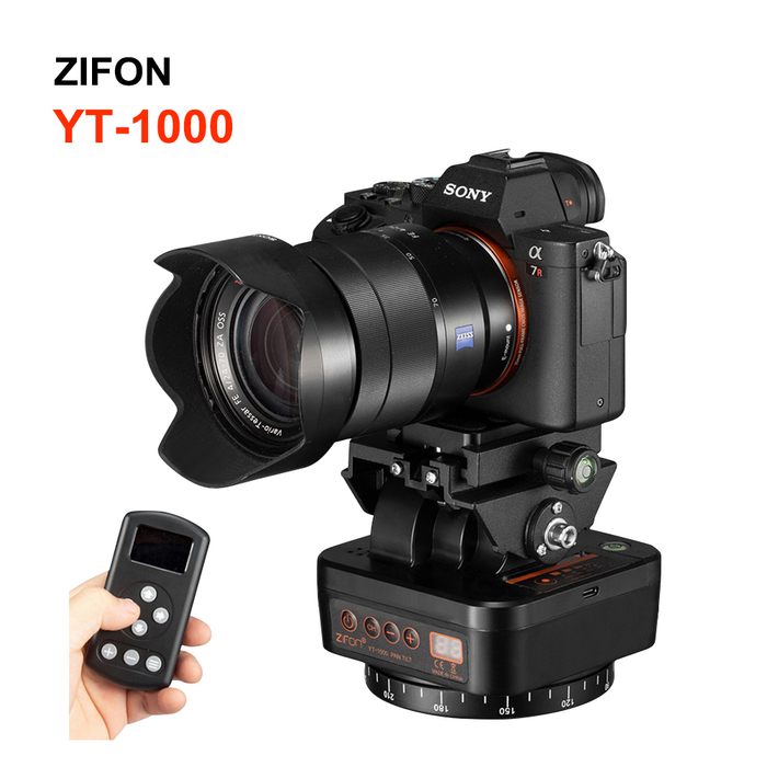 ZIFON YT-1000 Auto Motorized Rotating Panoramic Head Remote Control Pan Tilt Video Tripod Head Stabilizer for Smartphone Cameras