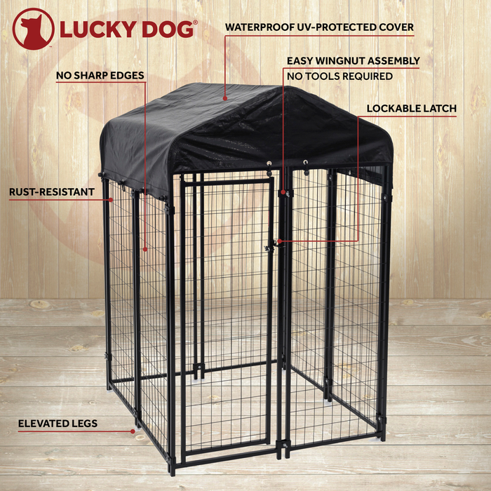 Lucky Dog Uptown Welded Wire Dog Kennel w/ Cover, 6'H x 4'W x 4'L