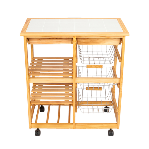 FCH Kitchen Island Dining Cart Cabinet Basket Storage Shelves