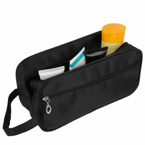 Newage Products Black Soft Zipped Travel Toiletry Bag Men Shaving Women Cosmetics Supply Organizer Case Dopp Kit