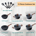 Sophia & William 15 Pieces Kitchen Nonstick Granite-Coated Cookware Set - Black