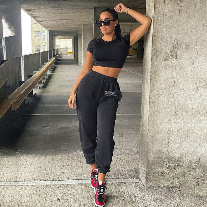 2021 Hot Sale Womens Letter Printted Casual Sweatpants Hight Waist Fashion Ladies Loose Trousers Streewear Hip Hop Pants