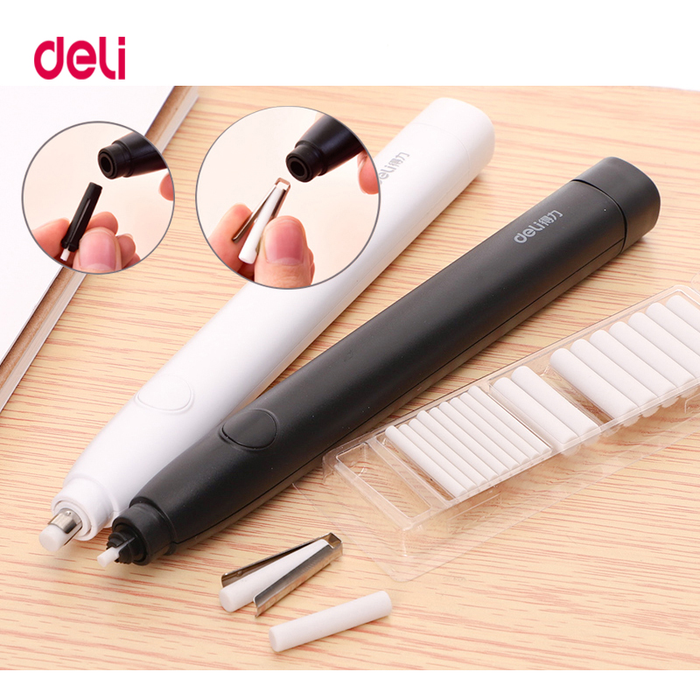 Deli Electric Eraser Pencil Drawing Mechanical Cute Kneaded Erasers for Kids School Office Supplies Rubber Pencil Eraser Refill