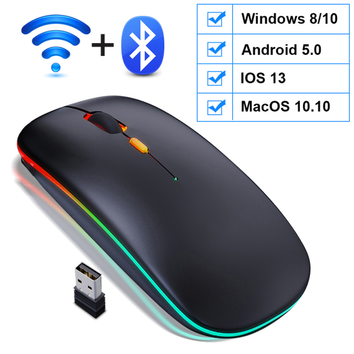 Wireless Mouse Bluetooth RGB Rechargeable Mouse Wireless Computer Silent Mause LED Backlit Ergonomic Gaming Mouse for Laptop PC