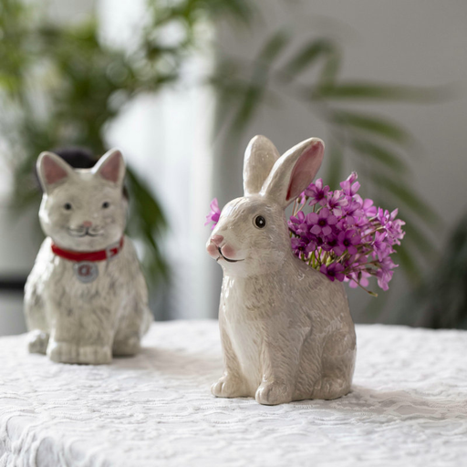 Ceramic Rabbit Vase Pen Holder Makeup Tool Holder Small Vase Home Decoration Craft Furnishings