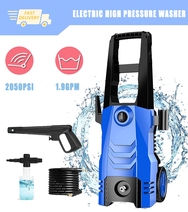 2050 PSI Pressure Washer Electric 1.8GPM 1800W High Power Washer Machine with Integrated Nozzle Spray Gun Hose Reel and Brush