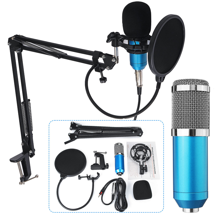 BM800 Condenser Mic Kit - 7PCS PC Microphone Bundle, 10 to18000Hz Studio Mic Kit, with Adjustable Scissor Arm Metal Shock Mount Filter, for Laptop Recording, Podcasting, Gaming, Streaming, YouTube