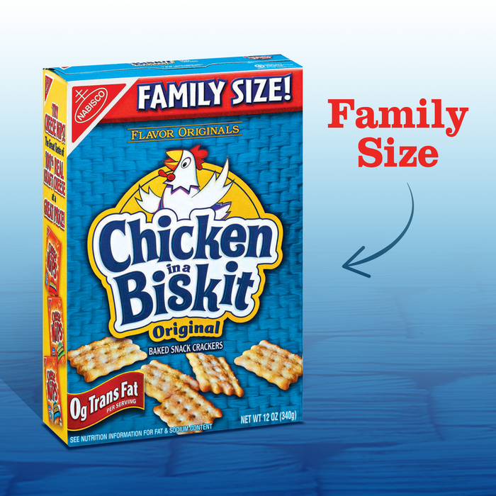 Chicken In A Biskit Original Baked Snack Crackers, Family Size, 12 Oz