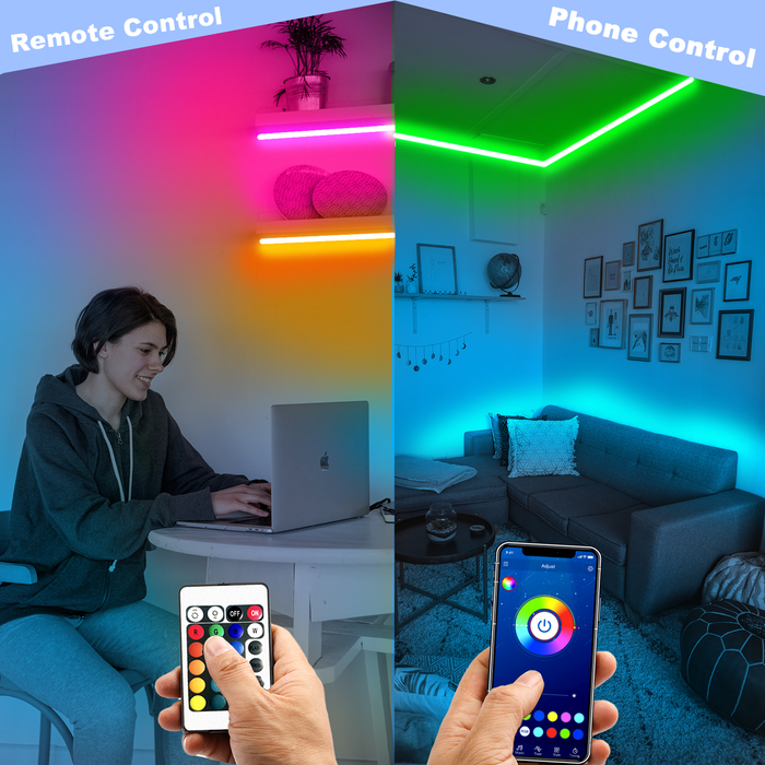 DAYBETTER Led Strip Lights for Bedroom 65.6Ft with App Control Remote Music Sync 5050 RGB 12 Volts 2 Rolls of 32.8Ft