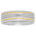 Men'S Two-Tone Stainless Steel 7MM Striped Wedding Band - Mens Ring