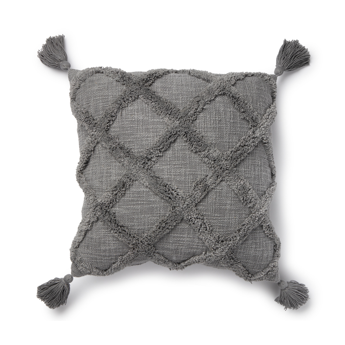 Better Homes & Gardens Tufted Trellis Decorative Square Pillow, 20" X 20", Grey, Single Pack