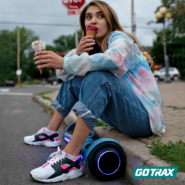 Fluxx FX3 Hoverboard with 6.2 Mph Max Speed, 176 Lbs Max Weight, 3.1 Miles Distance, Self Balancing Scooter with 6.5 Inch Wheels and LED Headlights Lt Blue