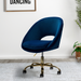 14 Karat Home Savas Velvet Office Desk Chair in Blue