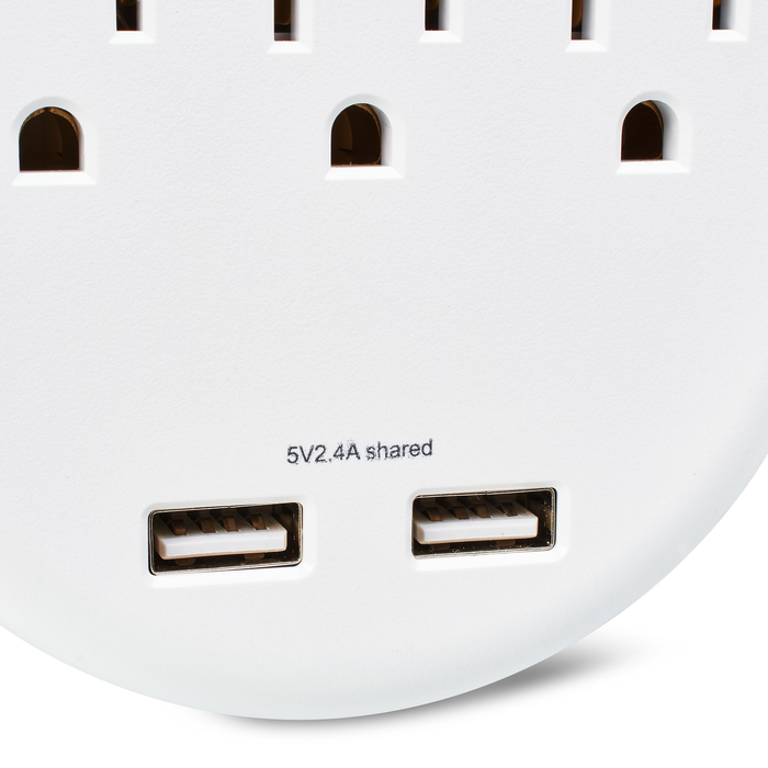 onn. Surge Protector Wall Tap with 6 AC Outlets and 2 USB ports