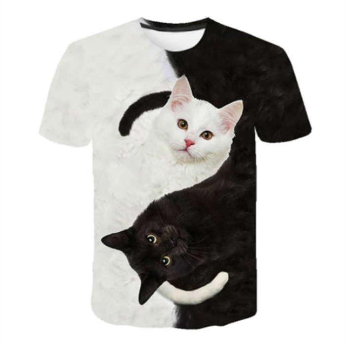 Oversized T-Shirt Anime Men Summer 2021 New 3D Cat /Tiger Print Cool Funny Tops T Shirt Men O Neck Short Sleeve Fashion Male