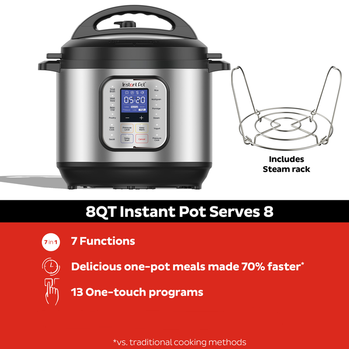 Instant Pot, 8 Quart 7-In-1 Multi-Cooker, Programmable Pressure Cooker, Slow Cooker, Rice Cooker, Yogurt Maker, Cake Maker, Egg Cooker, Sauté, and More
