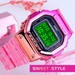SKMEI Women Digital Sports Watch Contrast Color Dual Time Mode Date Week Alarm Clock Backlight 5ATM Waterproof Female Fashion Watches for Daily Life Students Teenagers Wristband Gift, Rose Red&Plating