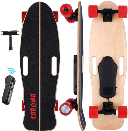 CAROMA 33'' 350W Adult Electric Skateboard Kids Teens Street Board with Remote Control,3 Speed,8 Layers Maple Longboard