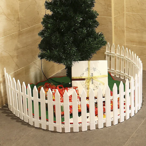 10Pcs Christmas Tree Fence Christmas Scene Decoration Removable Plastic Fence 29*11Cm Christmas Gift Decor