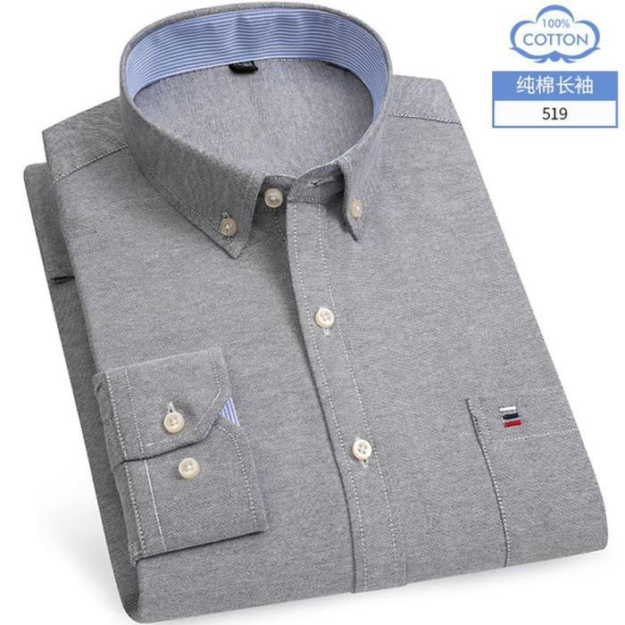 New Size S -7XL Blue Men Shirt Long Sleeve 100% Cotton Oxford Soft Comfortable Regular Fit Quality Business Man Casual Shirts