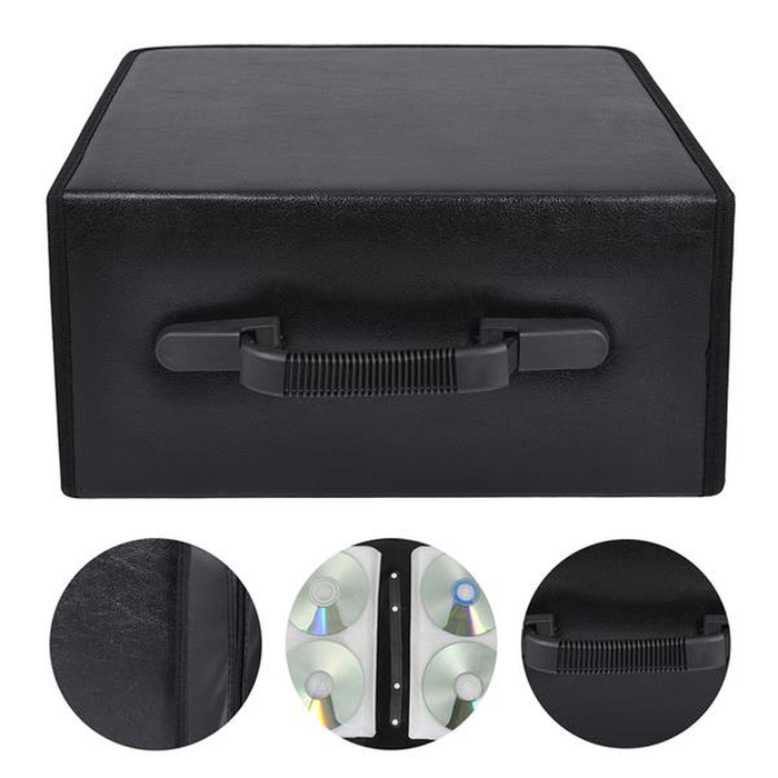 Easyfashion 400 Disc Capacity Heavy Duty CD DVD Carrying Case with Sturdy Handle, Black