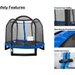 Kinertial 7 ft Hexagonal Kids Trampoline with Safety Enclosure Net (Ages 3 - 10)