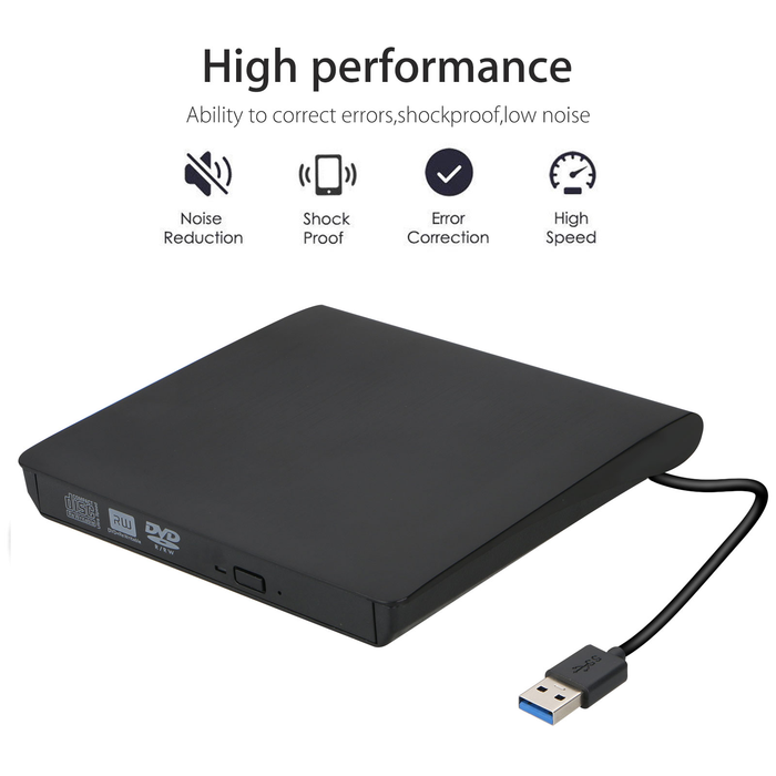 USB 3.0 External DVD Drive, Slim Portable External DVD/CD Rewriter Burner Drive High Speed Data Transfer for Laptop, Notebook, Desktoop