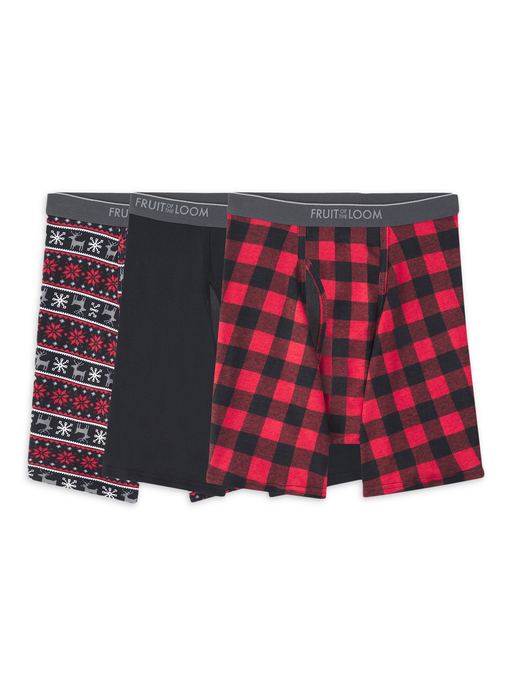 Fruit of the Loom Men'S Coolzone Fly Holiday Boxer Briefs, 3 Pack