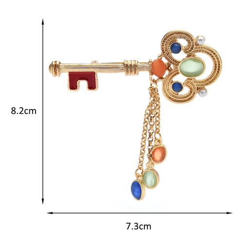 Wuli&Amp;Baby Palace Style Tassel Key Brooches for Women Lady Enamel Vintage Key Party Office Brooch Pin Gifts