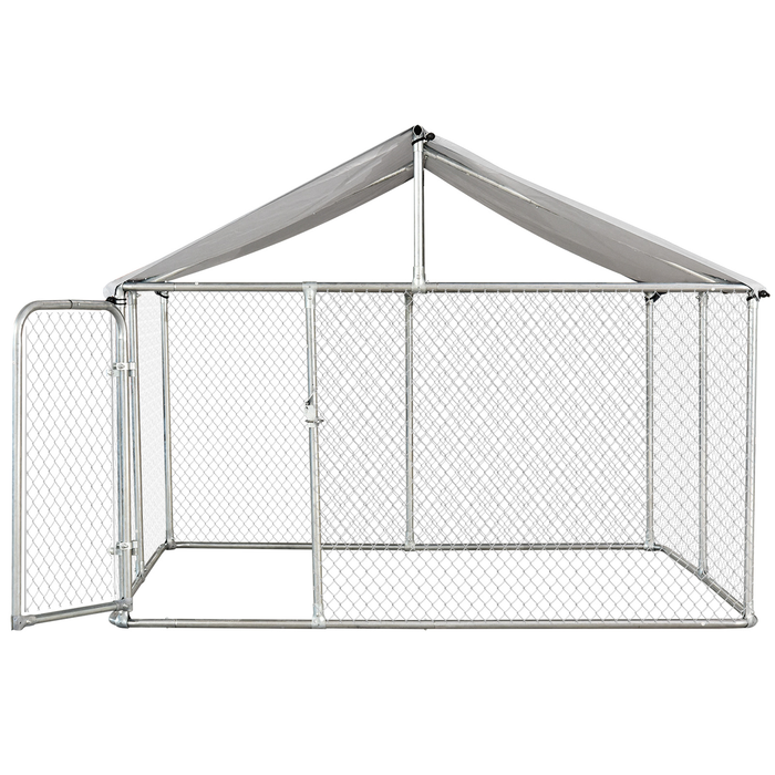 Maboto 7.5'x7.5'x5.6' Large Outdoor Dog Kennel Galvanized Steel Fence with Oxford Cloth Roof and Lock