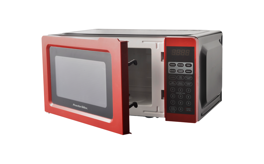 Proctor Silex 0.7 Cu Ft Red Digital Microwave Oven