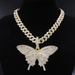 Big Size Butterfly Pendant Charm 12Mm Bubble Miami Curb Cuban Chain Hip Hop Necklace Rapper Gift Rock Men Women Jewelry Golden