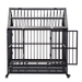 Walnest 42"  Dog Crate Strong Metal Pet Cage Large Heavy Duty Kennel House w/ Wheels &Tray Roof, Dark Silver