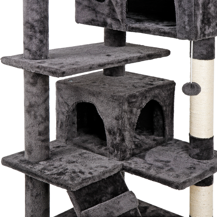 Zenstyle 53-In Cat Tree & Condo Scratching Post Tower, Dark Gray
