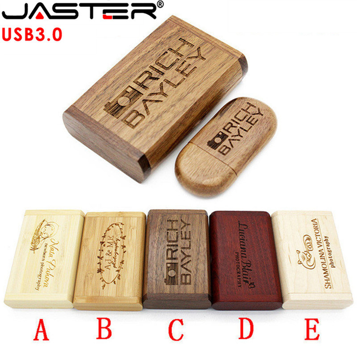 JASTER 1PCS Free Custom Logo USB 3.0 Flash Drive Memory Stick+Packing Box Pendrive 4GB 8GB 16GB 32GB 64GB Photography Gift