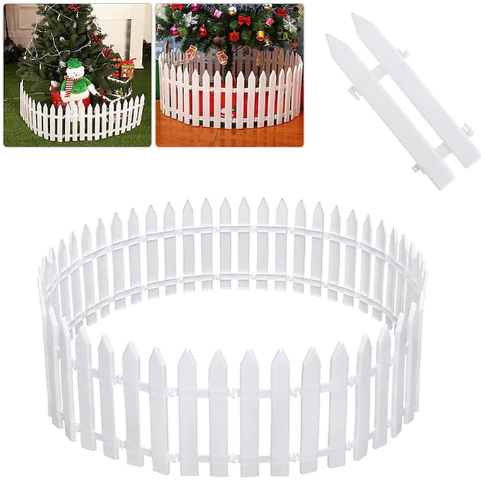 10Pcs Christmas Tree Fence Christmas Scene Decoration Removable Plastic Fence 29*11Cm Christmas Gift Decor
