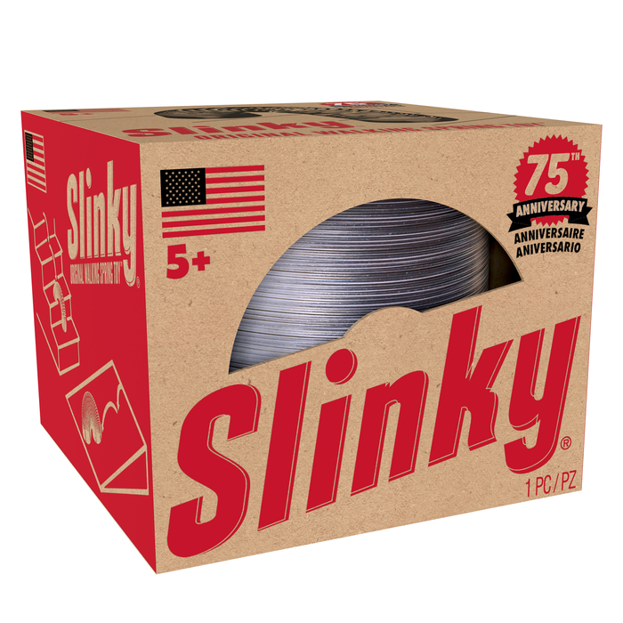Retro Slinky the Original Walking Spring Toy, Silver Metal Slinky, Ages 5+