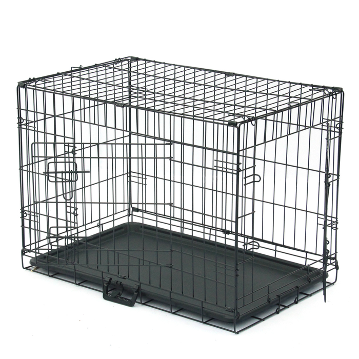 NicePet Double Door Wire Dog Crate, Black,