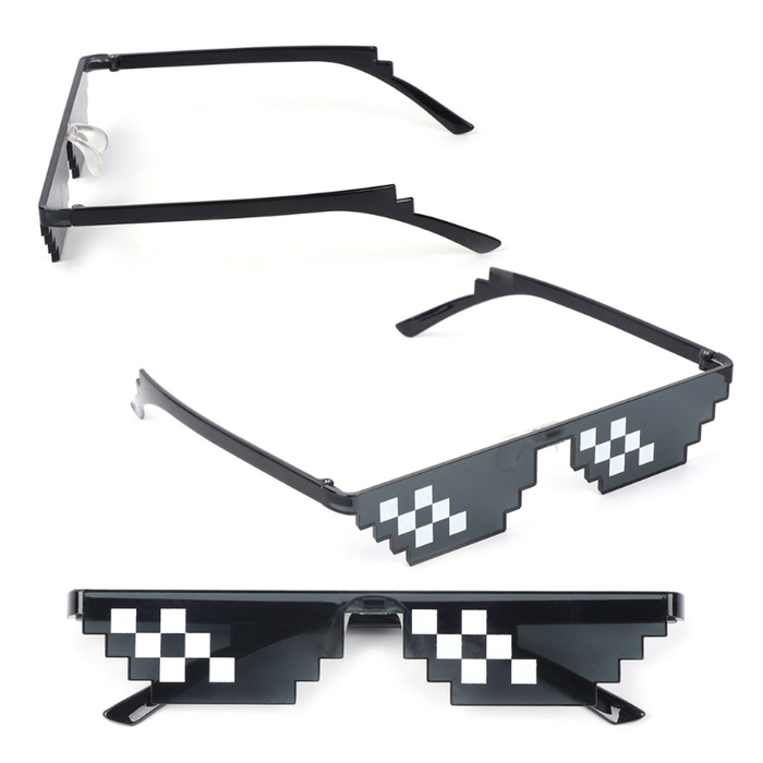 Thug Life Glasses Deal with It Glasses Pixel Women Men Black Mosaic Sunglasses