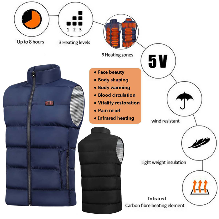 9Heated Zones Electric Heated Vest Jackets Men Women Sportswear Heated Coat Graphene Heat Coat USB Heating Jacket For Camping