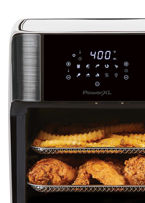 Powerxl Air Fryer Home Pro – Extra-Large 12-Quart Air Fryer Oven Multi-Cooker with Bake, Roast, Broil, Pizza, Dehydrate, and 3 Crisper Trays – Black, Stainless Steel