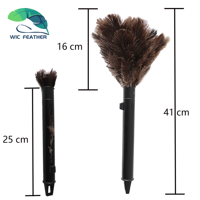 Retractable Ostrich Feather Duster Brown for Car Cleaning Supplies Eco-Friendly Reusable Handheld Ostrich Feather Duster