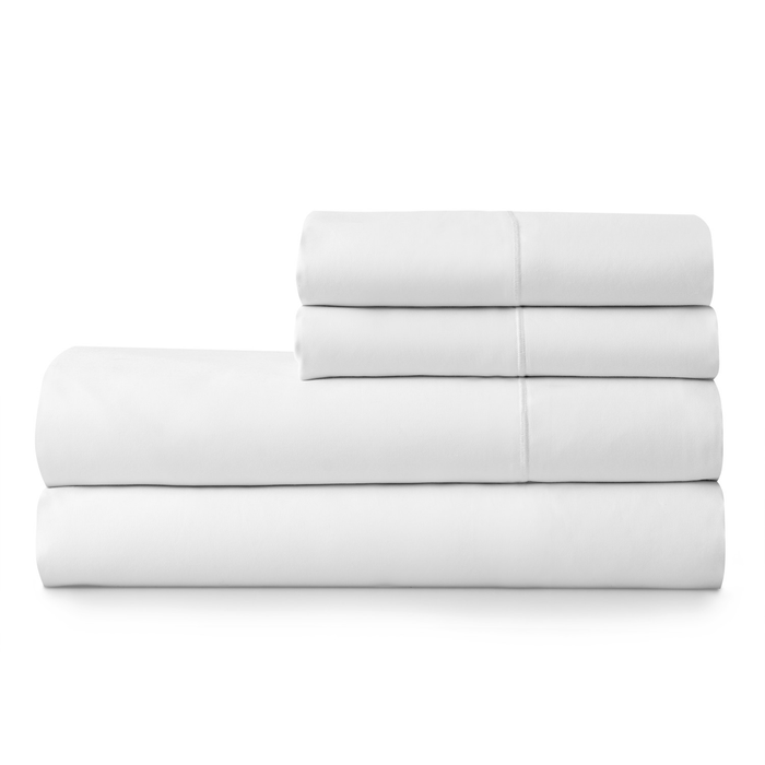 Hotel Style 600 Thread Count 100% Egyptian Cotton Sateen Solid Print Bedding Set, Queen, Arctic White, 4 Piece