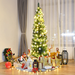 Costway 6Ft PVC Artificial Pencil Christmas Tree Slim Stand Green