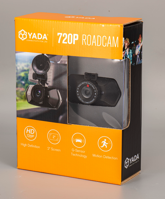 Yada Roadcam 720P Black Dash Camera, 120-Degree Wide Angle Lens, G-Sensor Technology with Park and Record , 2" LCD Screen, BT58240-72