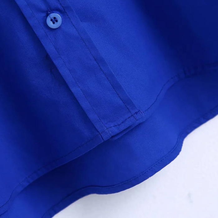 Hot Sale Women Blue Poplin Casual Shirt Female Long Sleeve Blouse Office Lady Loose Tops Blusas S9575