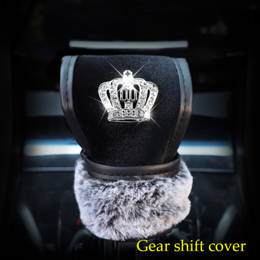 Crystal Winter Plush Auto Car Steering Wheel Covers Creative Diamond Handlebar Cover Fit for Women Ladies Girls Car Accessories