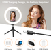 10.2" LED Selfie Ring Light with Tripod Stand & Phone Holder Remote Control - Dimmable Desk Makeup Ring Light with 3 Light Modes & 10 Brightness Level for Photography/Shooting/Live Streaming